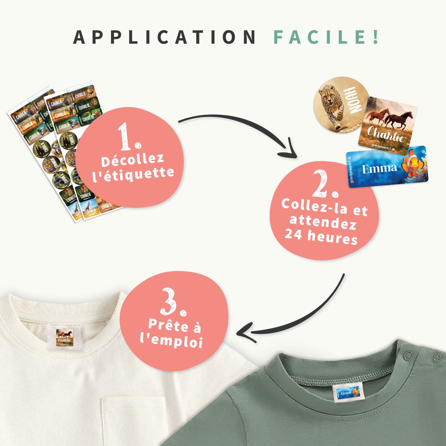 Pack d’Étiquettes Vêtements Autocollantes au motif réaliste