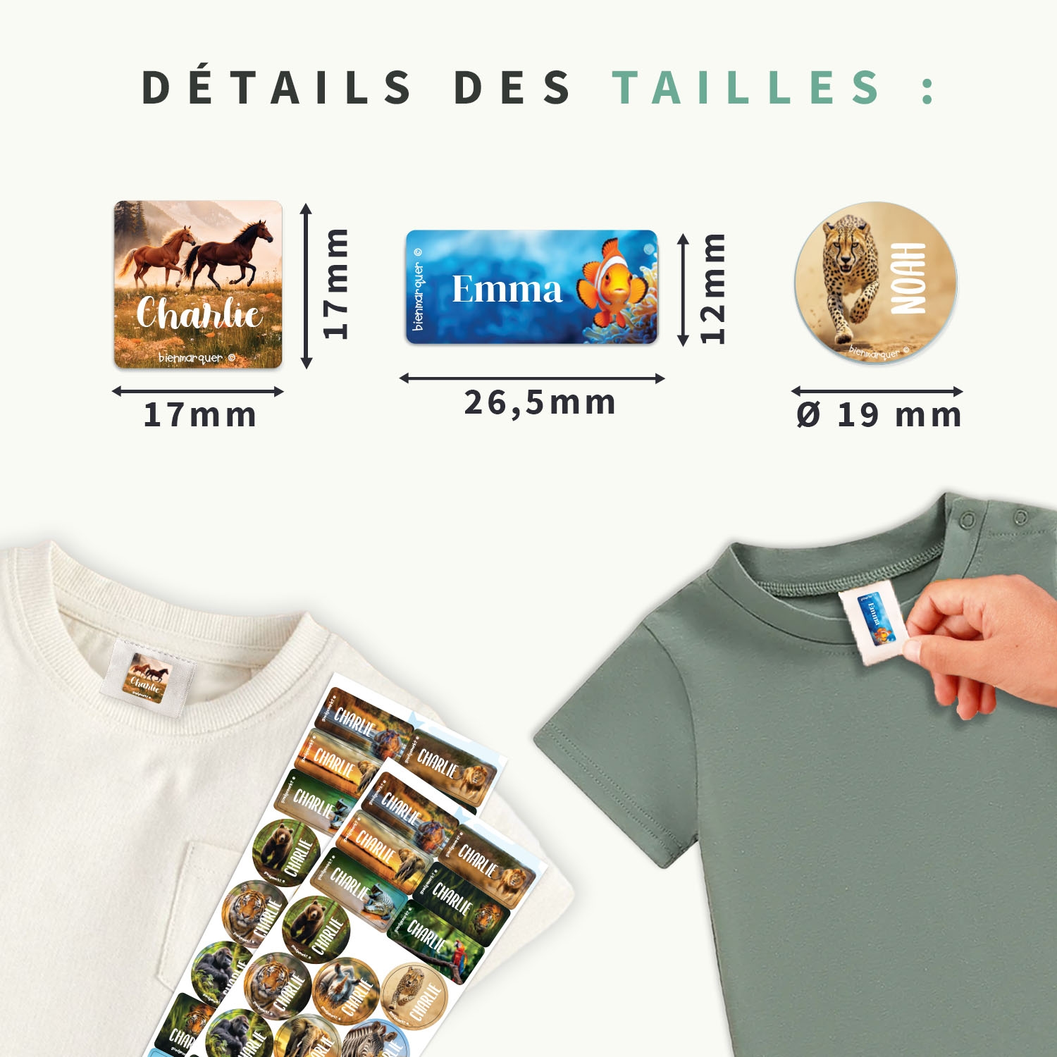 Pack d’Étiquettes Vêtements Autocollantes au motif réaliste