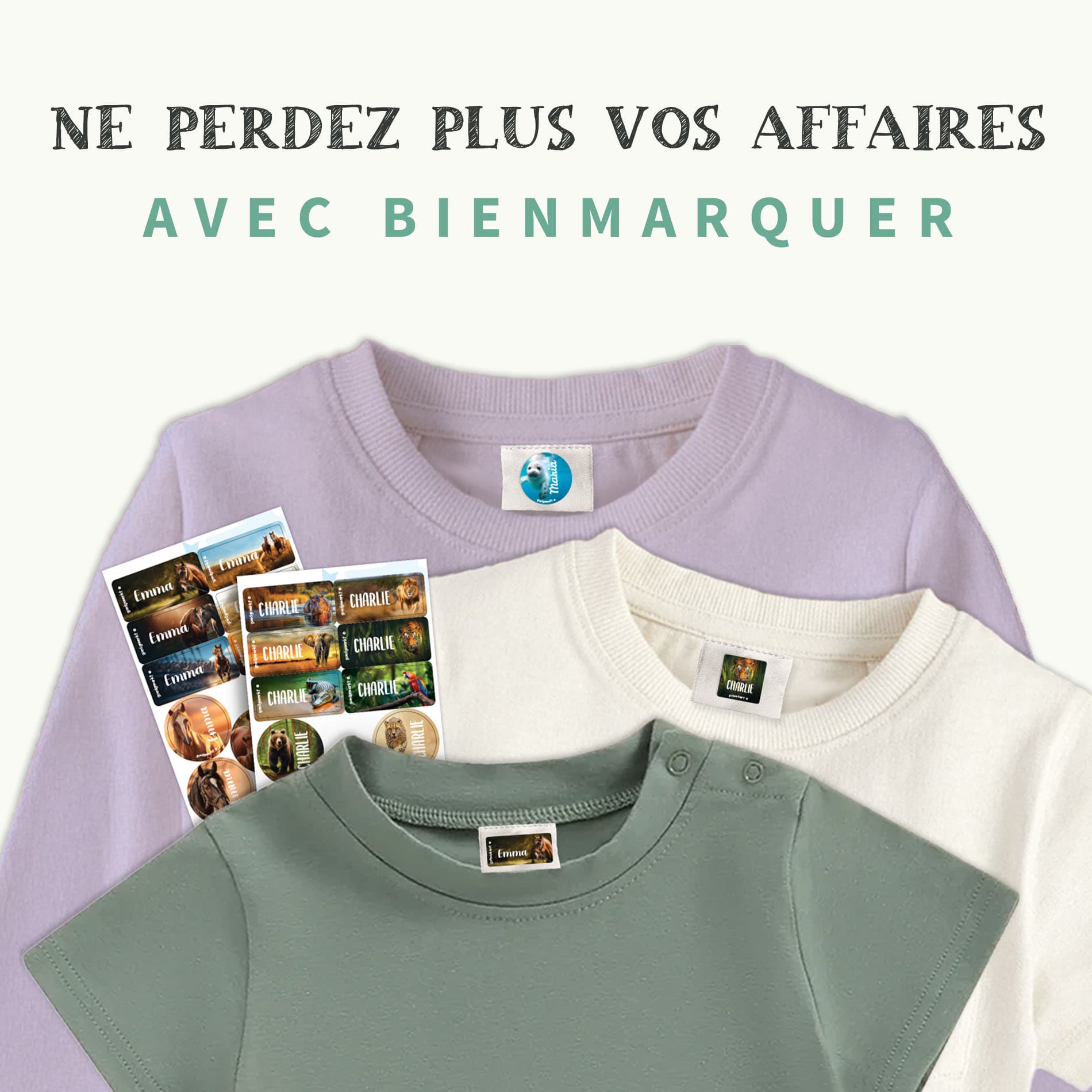 Pack d’Étiquettes Vêtements Autocollantes au motif réaliste