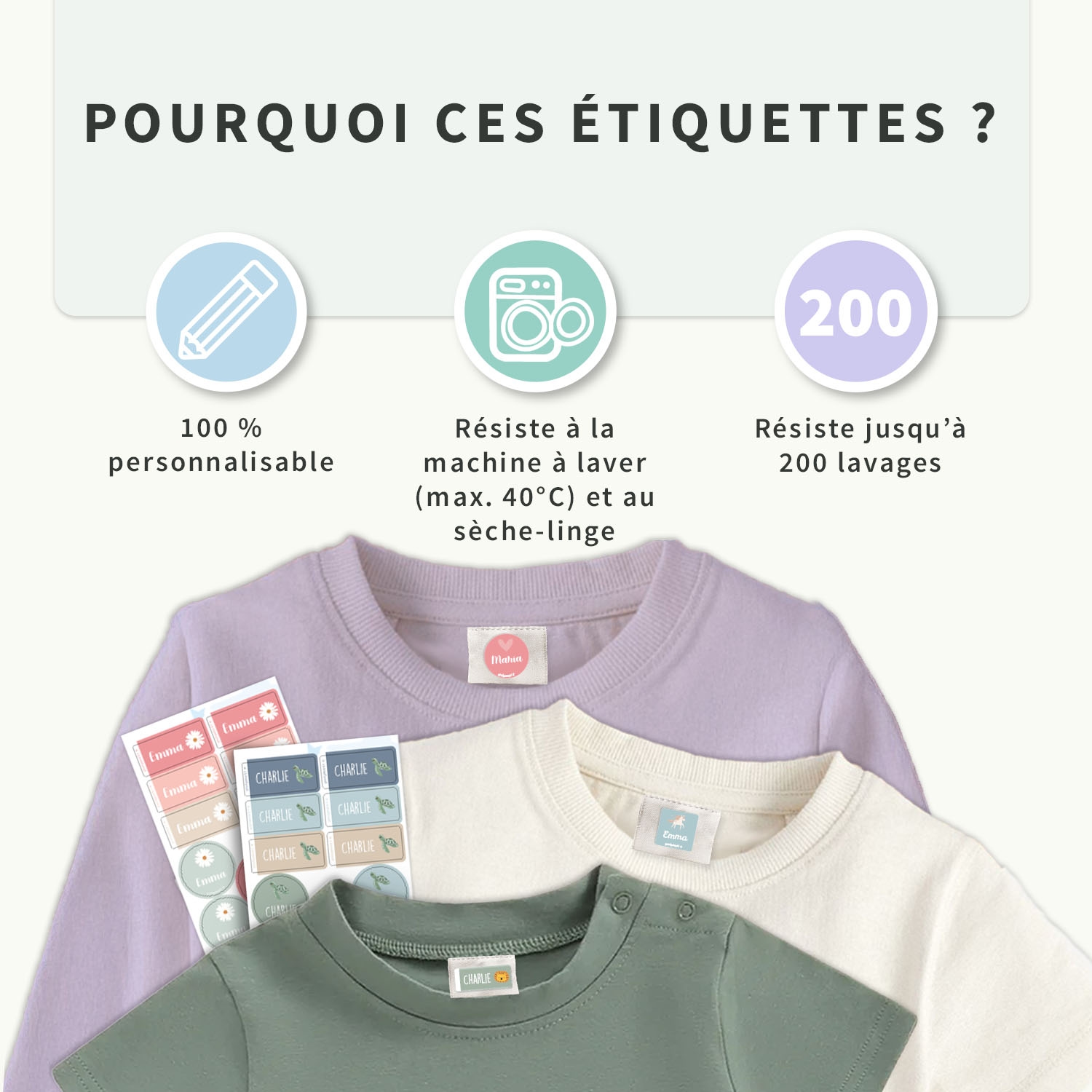 Pack d’Étiquettes Vêtements Autocollantes à Thème