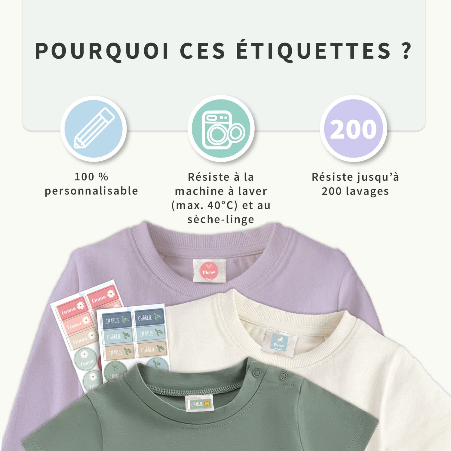 Pack d’Étiquettes Vêtements Autocollantes à Thème